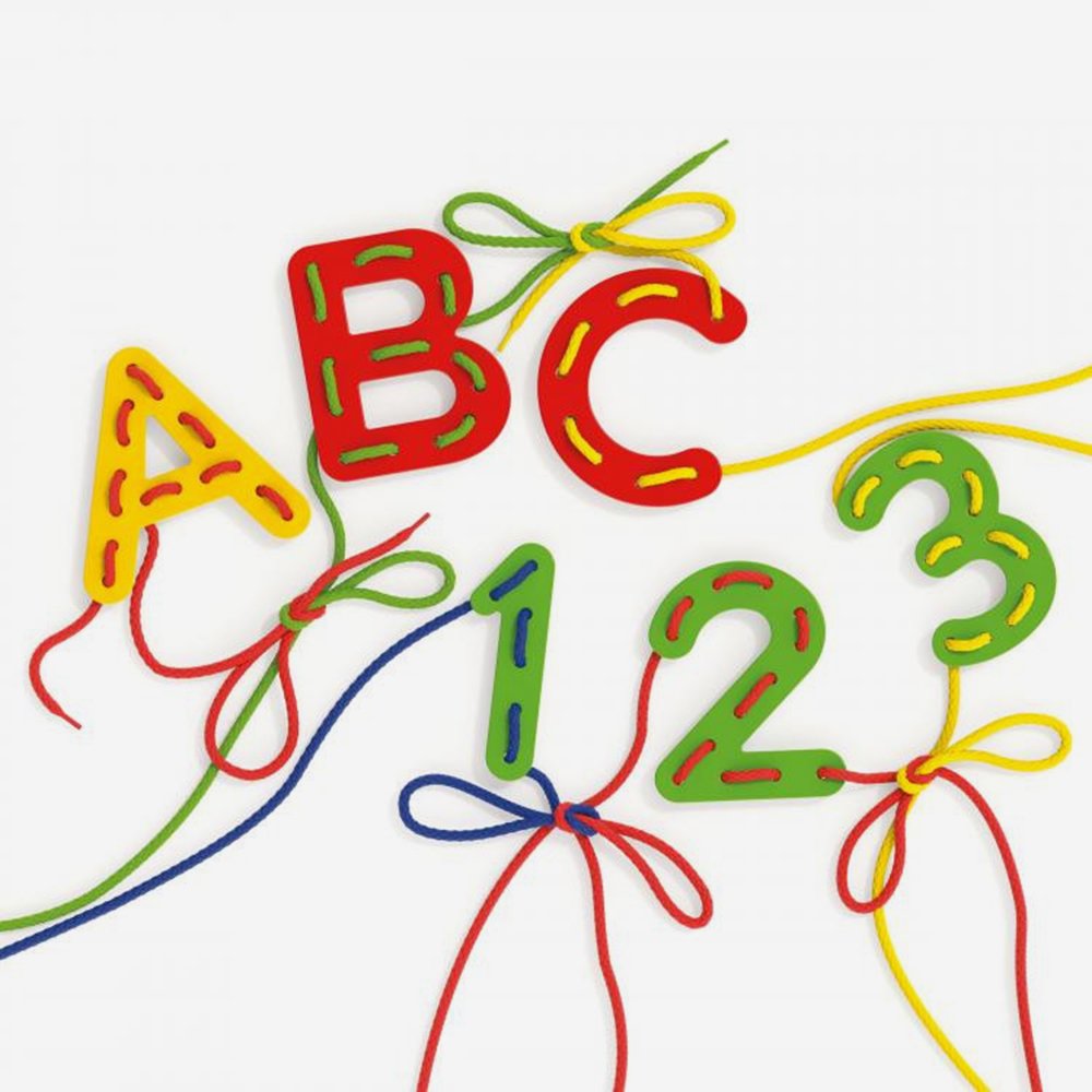 Joc Montessori Quercetti Lacing ABC 123 3-7 Ani - imagine 2
