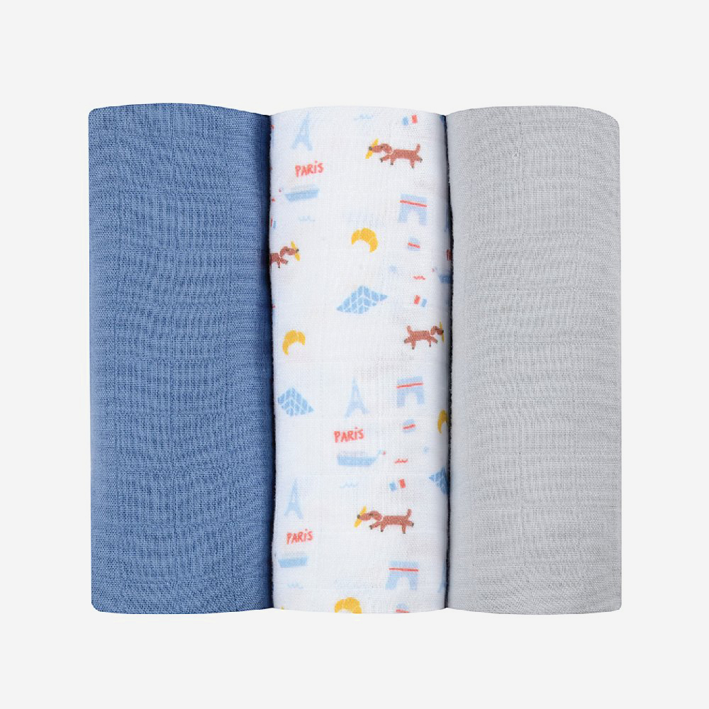 Set 3 Museline Beaba Bumbac Organic 70 x 70 cm - imagine 3